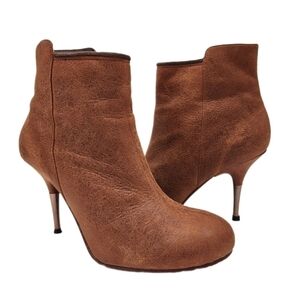 DIESEL Firetip  Stiletto Suede Leather Ankle Boot, Carmel Brown, US Women's 8